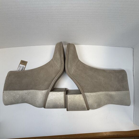 Tom’s Evelyn Suede Heeled Booties Dune Suede Metallic Suede Sz 7 New - Picture 3 of 8